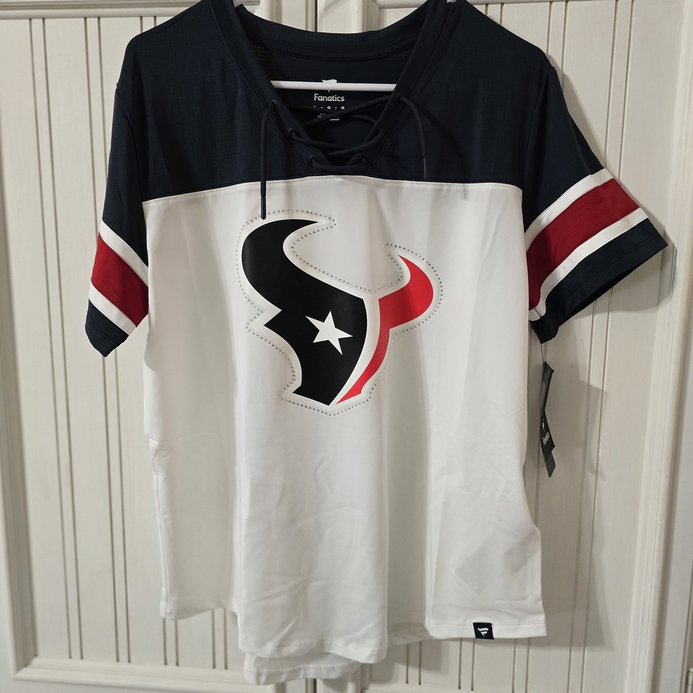 NWT Fanatics Houston Texans Shirt With Bling Large